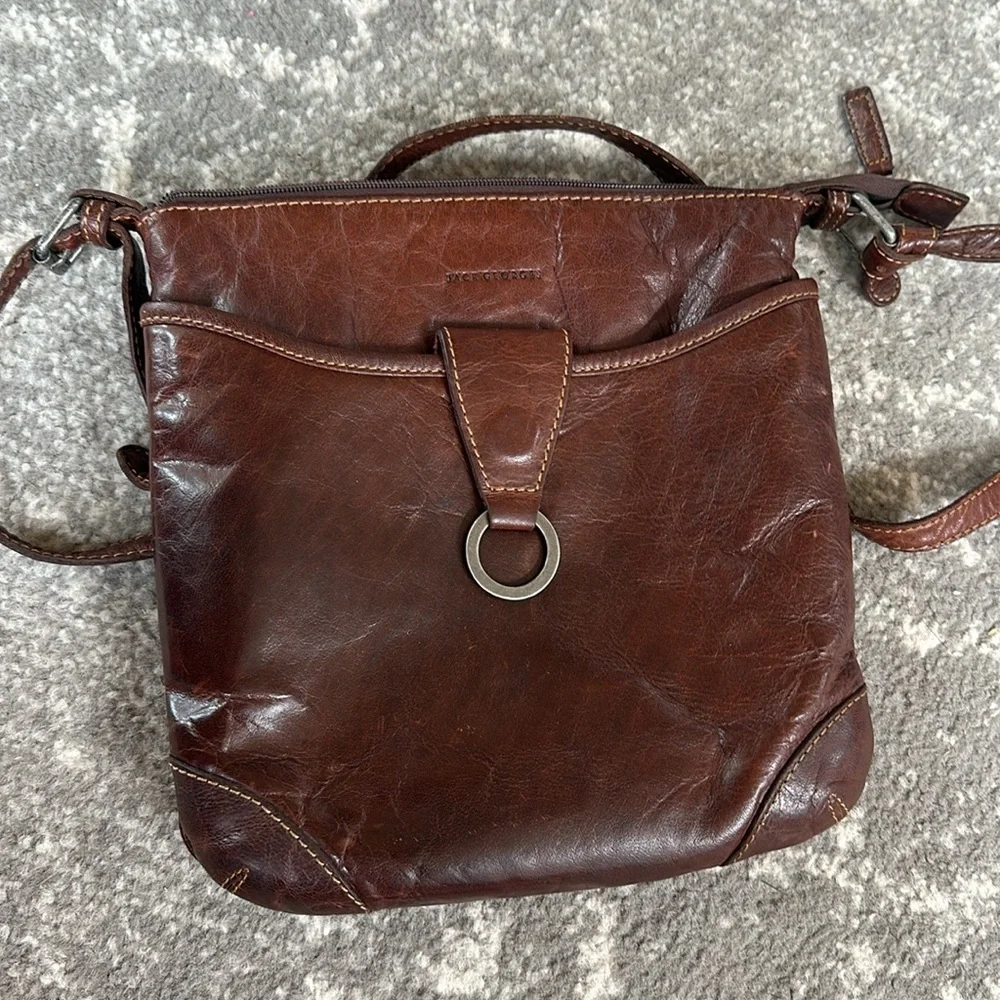 Jack Georges Genuine Leather Crossbody Voyager Handbag - Picture 3 of 16